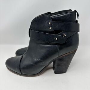 Rag & Bone Harrow Leather Ankle Boots Black Size 38 US 8